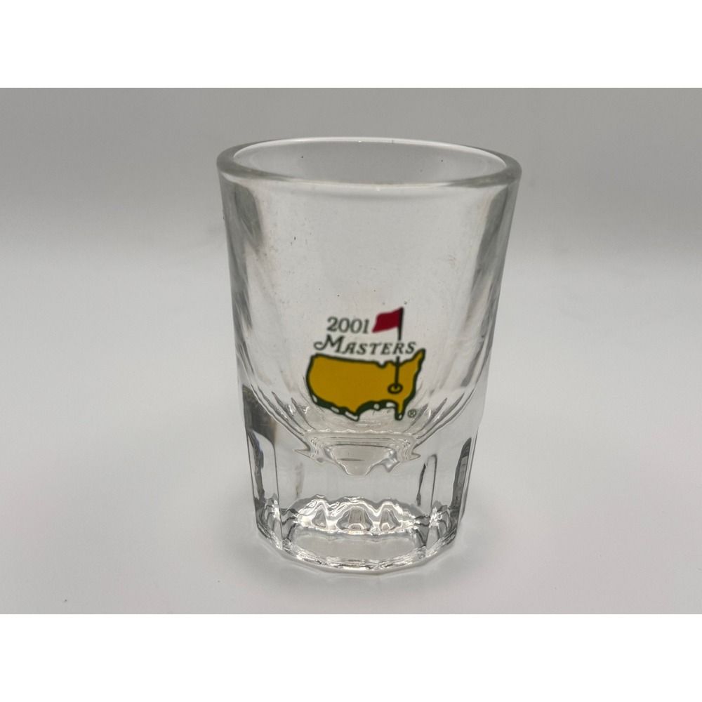 2001 Masters Tournament Shot Glass Augusta National Golf Logo Souvenir Clear